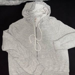 gray hoodie, lightly cropped size L